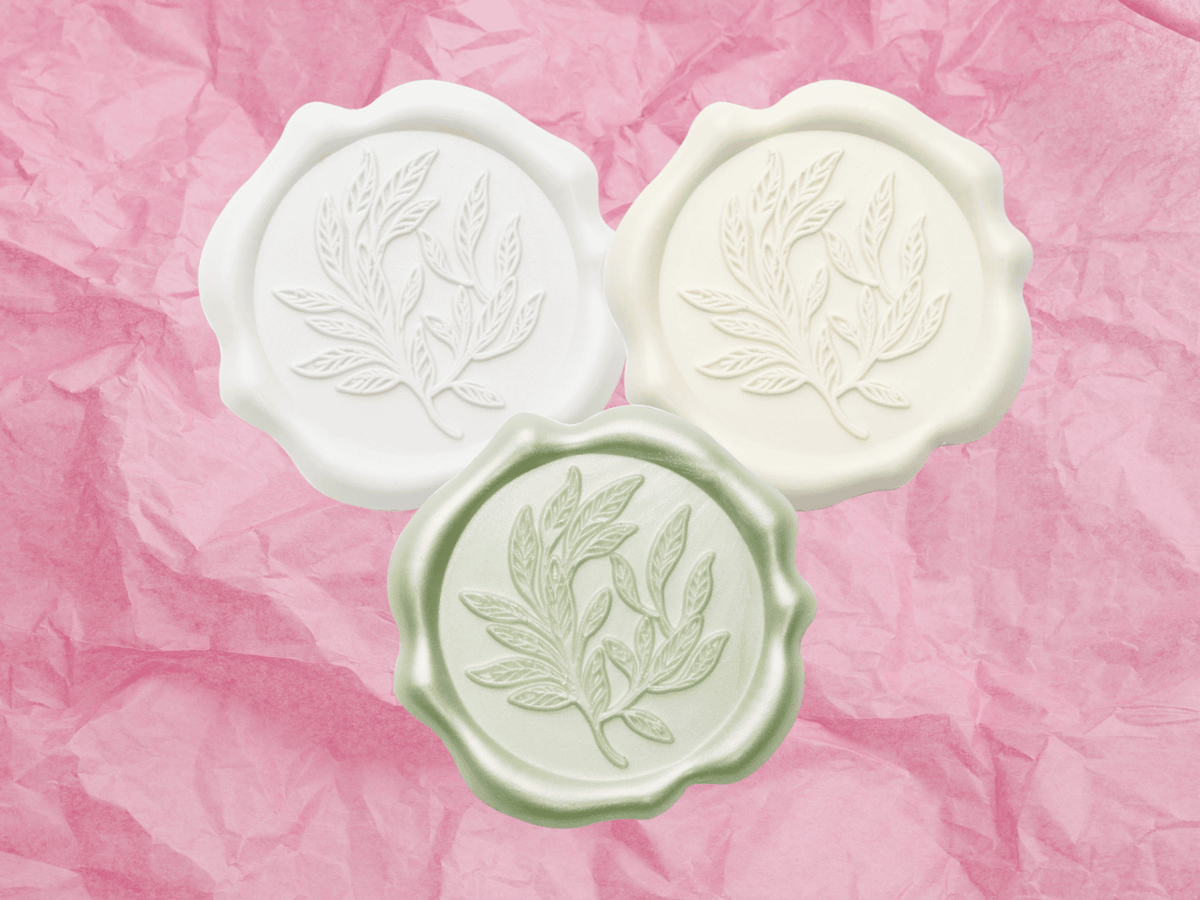 Rose Pink Tissue and Wax Seals Work Well With It's A Girl Ribbon