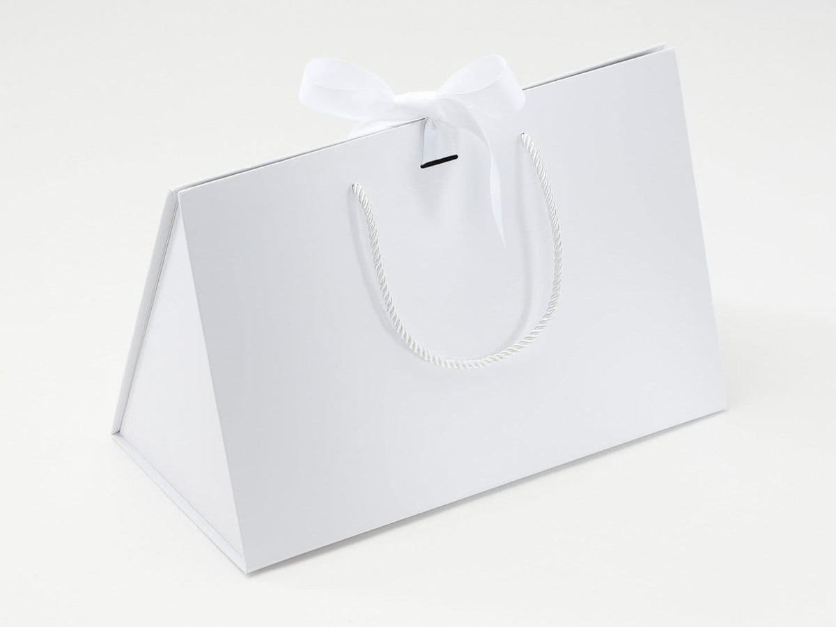Large White BoxBag® Supplied with White Grosgrain Ribbon and Rope Handles