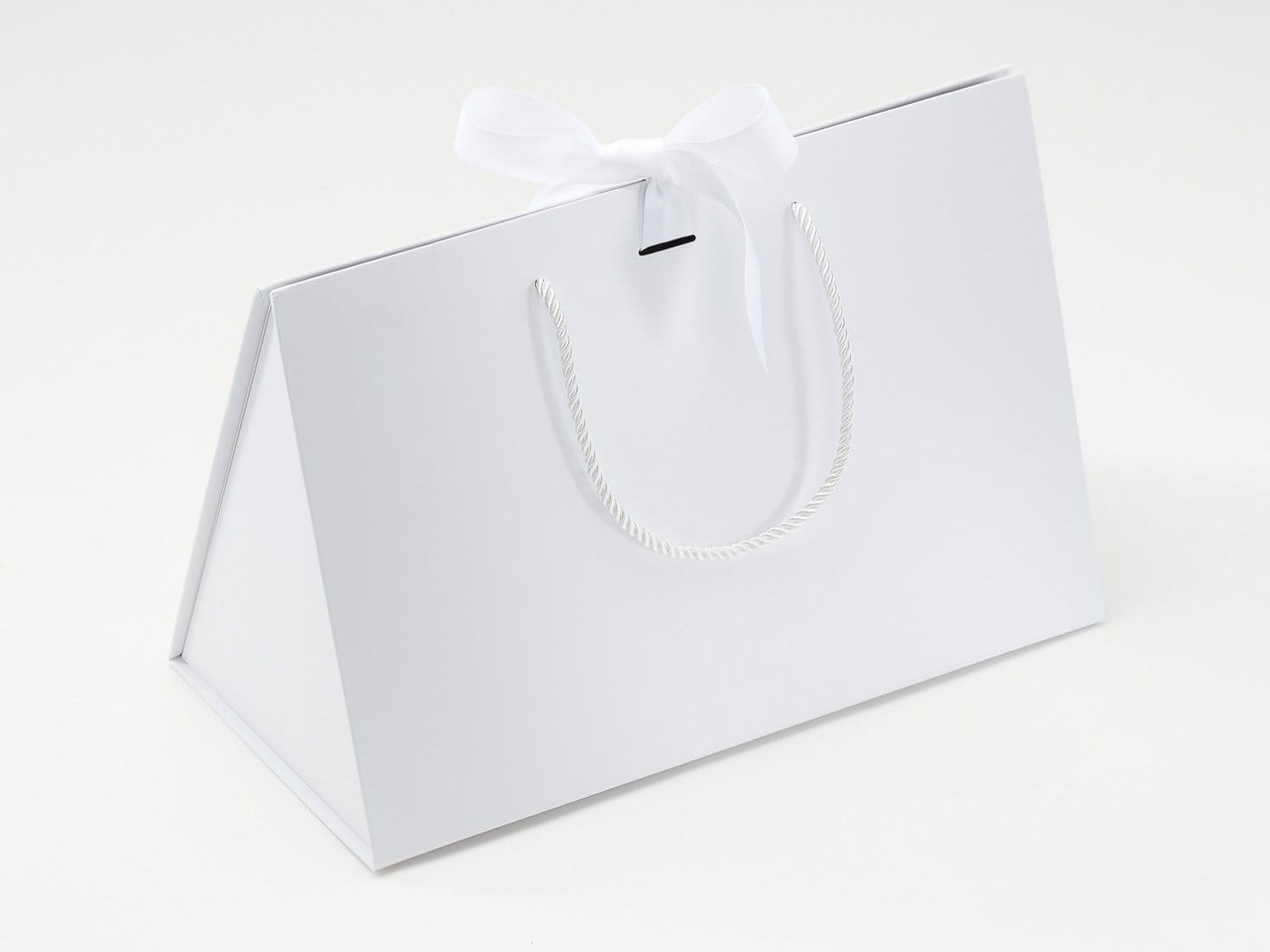 Large White BoxBag® Supplied with White Grosgrain Ribbon and Rope Handles