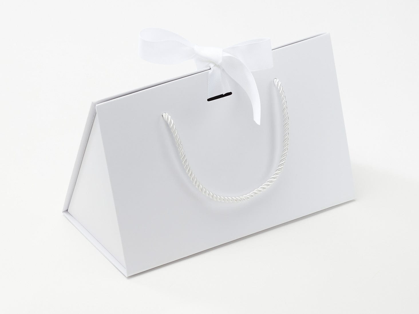 Medium White BoxBag® Supplied with White Grosgrain Ribbon and Rope Handles