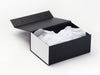 White Tissue Paper Featured in Black Gift Box with White FAB Sides®