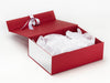 White FAB Sides® Featured on Red Gift Box with White Tissue and Ribbon