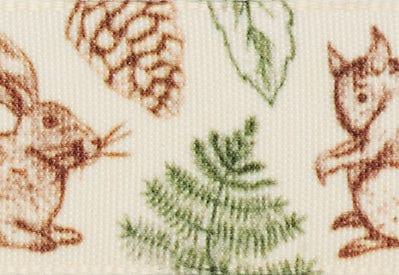 Woodland Friends Natural Christmas Printed Ribbon