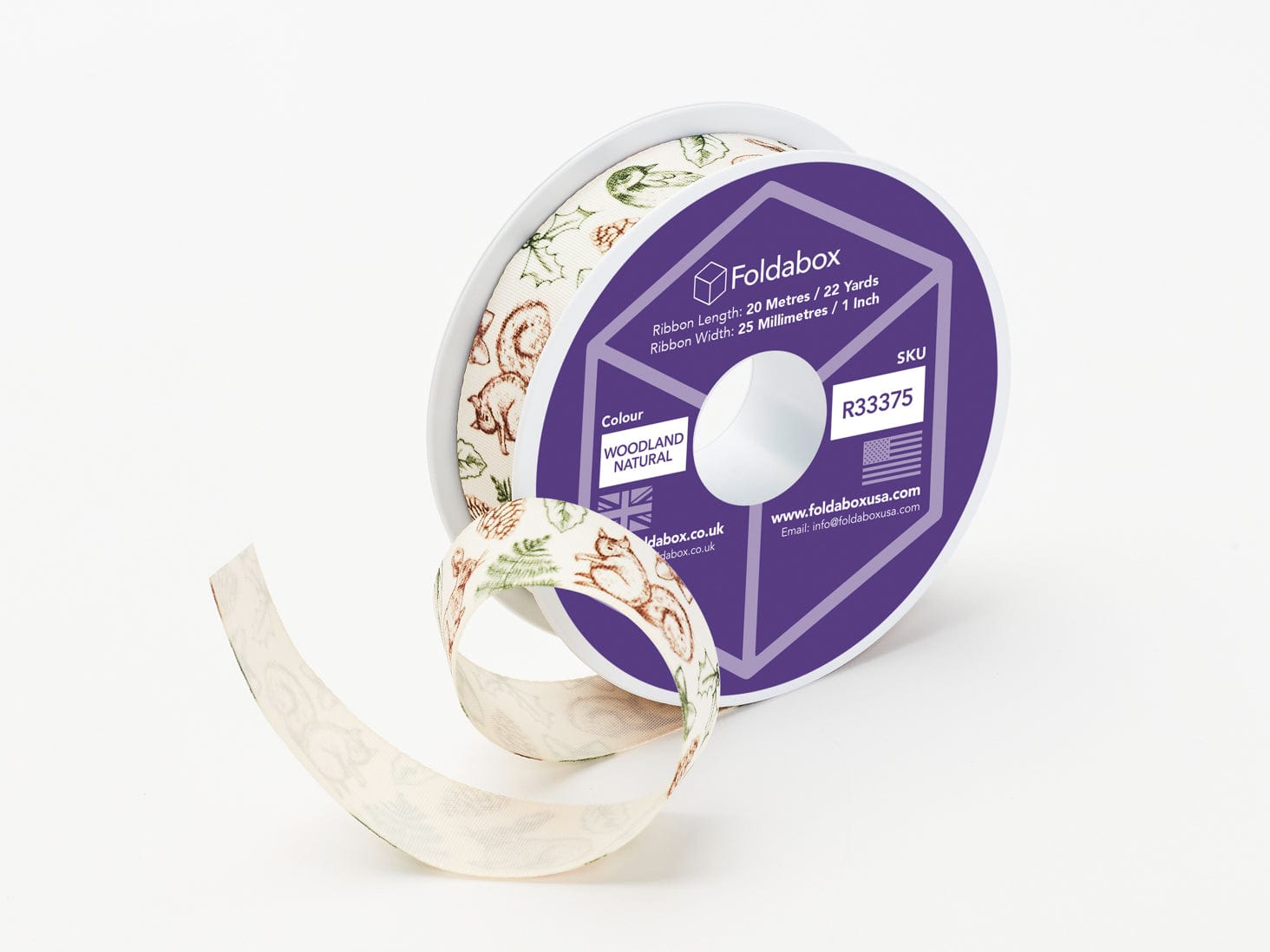 Woodland Friends Natural Printed Christmas Ribbon From Foldabox