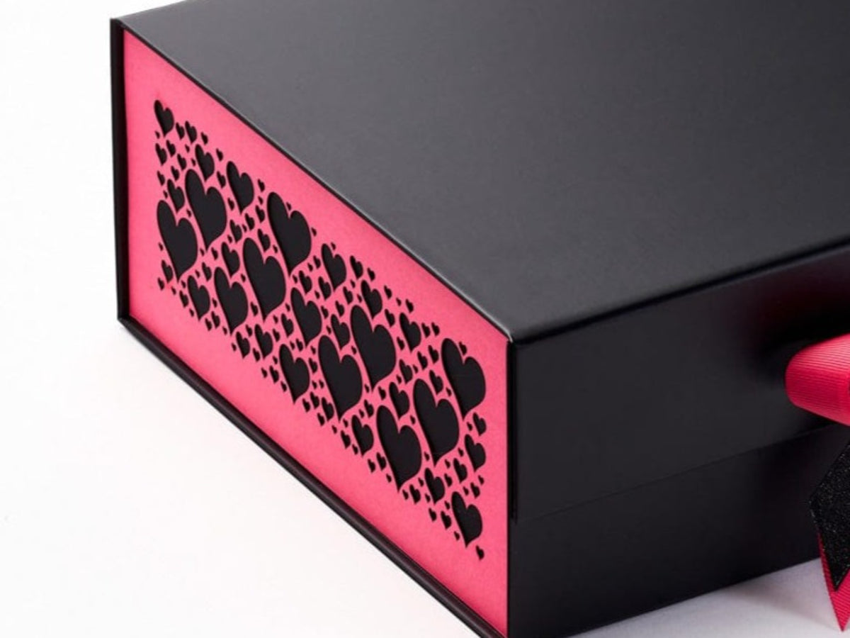 Hot Pink FAB Sides® Decorative Side Panels Featured on Black Gift Box