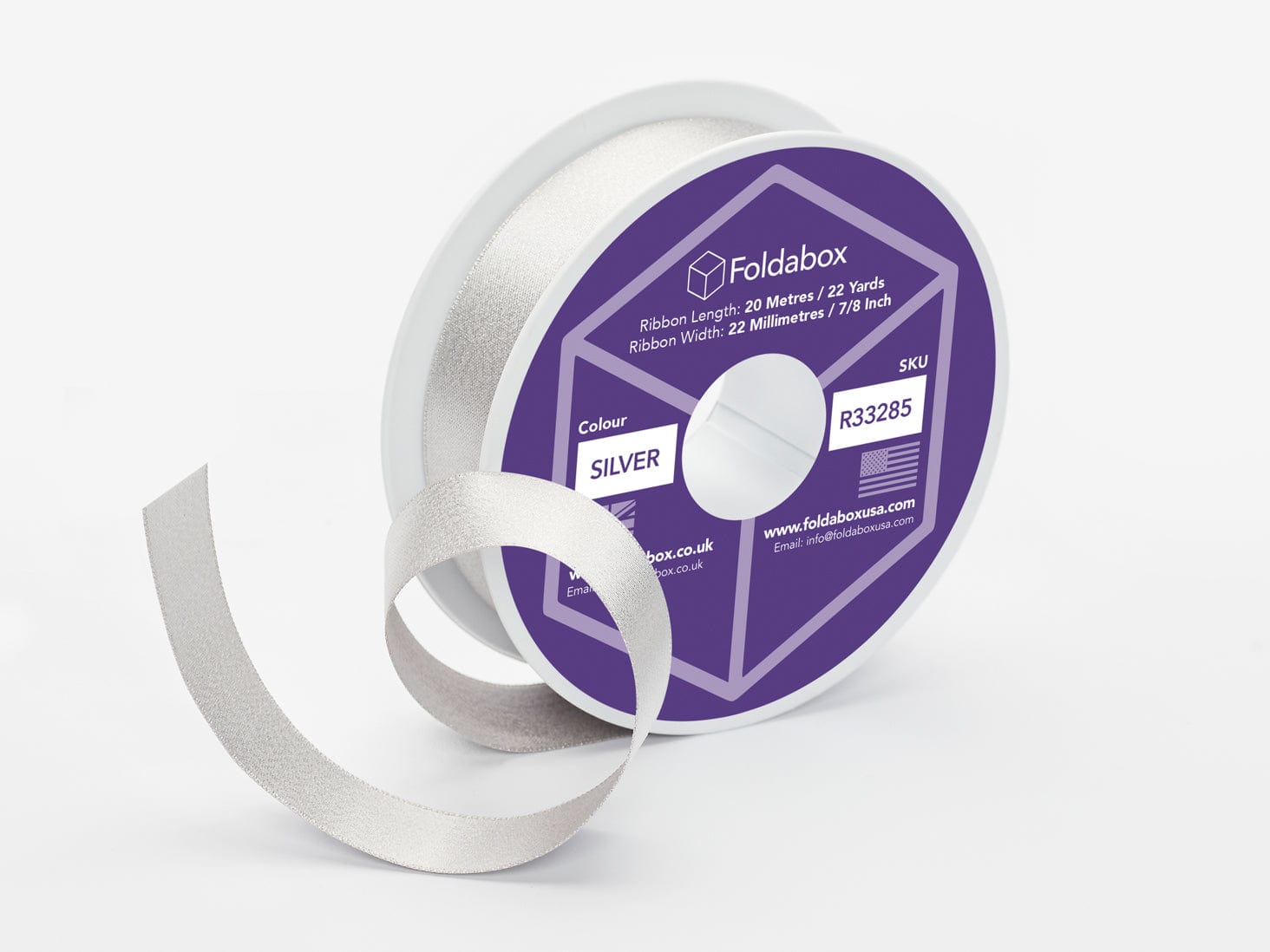 Silver Metallic Sparkle Satin Ribbon Roll 20m | Luxury Gift Ribbon ...