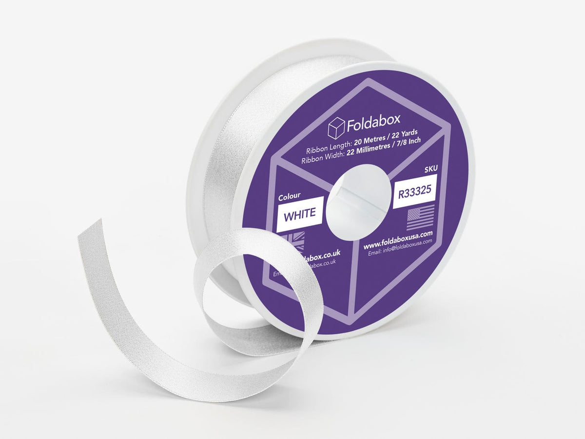 White Metallic Sparkle 20m Ribbon Roll