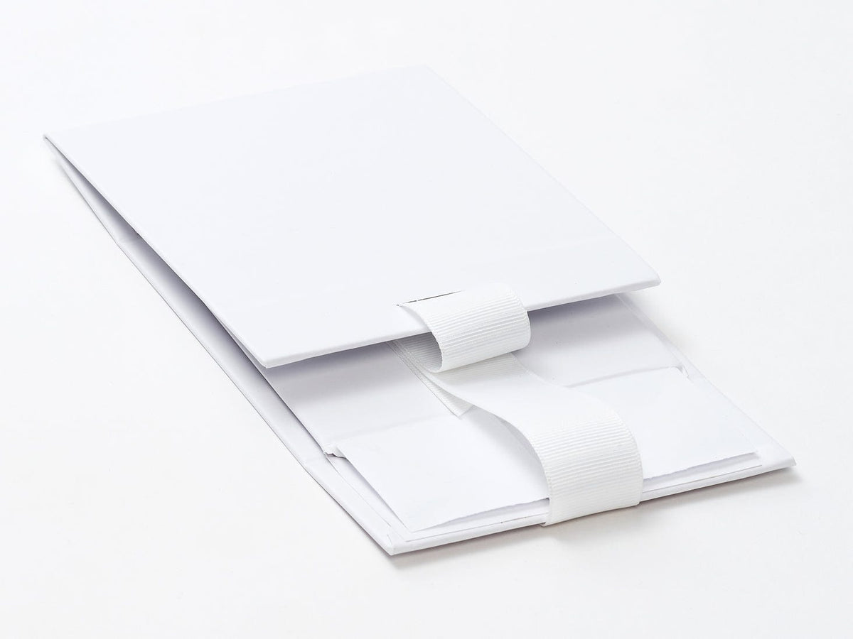 Sample White Small Gift Box with Fixed Ribbon Supplied Flat