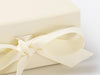 Small ivory folding gift box grosgrain ribbon detail
