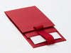 Red Small Folding Gift Box with Fixed Ribbon Supplied Flat