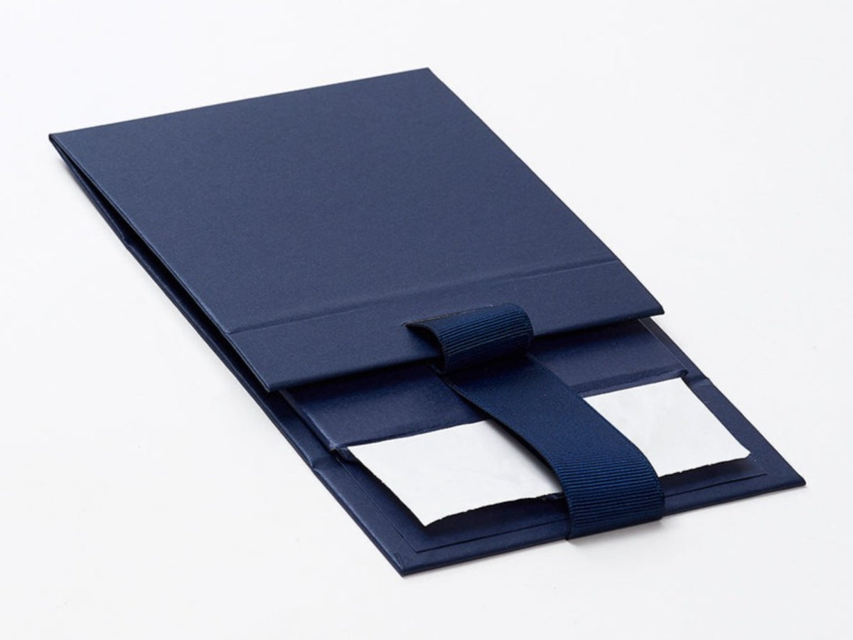 Sample Navy Blue Gift Box with Fixed Ribbon Supplied Flat