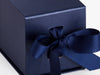 Navy Blue Small Cube Folding Gift Box Ribbon Detail