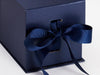 Navy Blue Large Cube Folding Gift Box Ribbon Detail