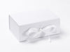 White A5 Deep Collapsible Gift Box sample with fixed ribbon ties