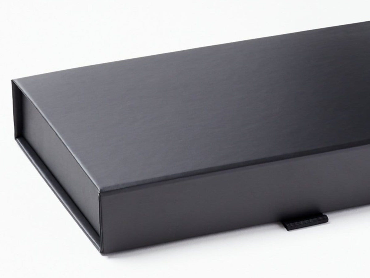 Black A5 Shallow Gift Box Sample Front Flap Detail