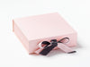 Pale Pink Medium Gift Box with Charcoal Double Ribbon Bow