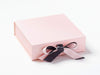 Example of Pale Pink Medium Gift Box Featured with Charcoal Ribbon Double Bow