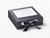 Black Medium Gift Box with White Double Ribbon Bow and White Photo Frame