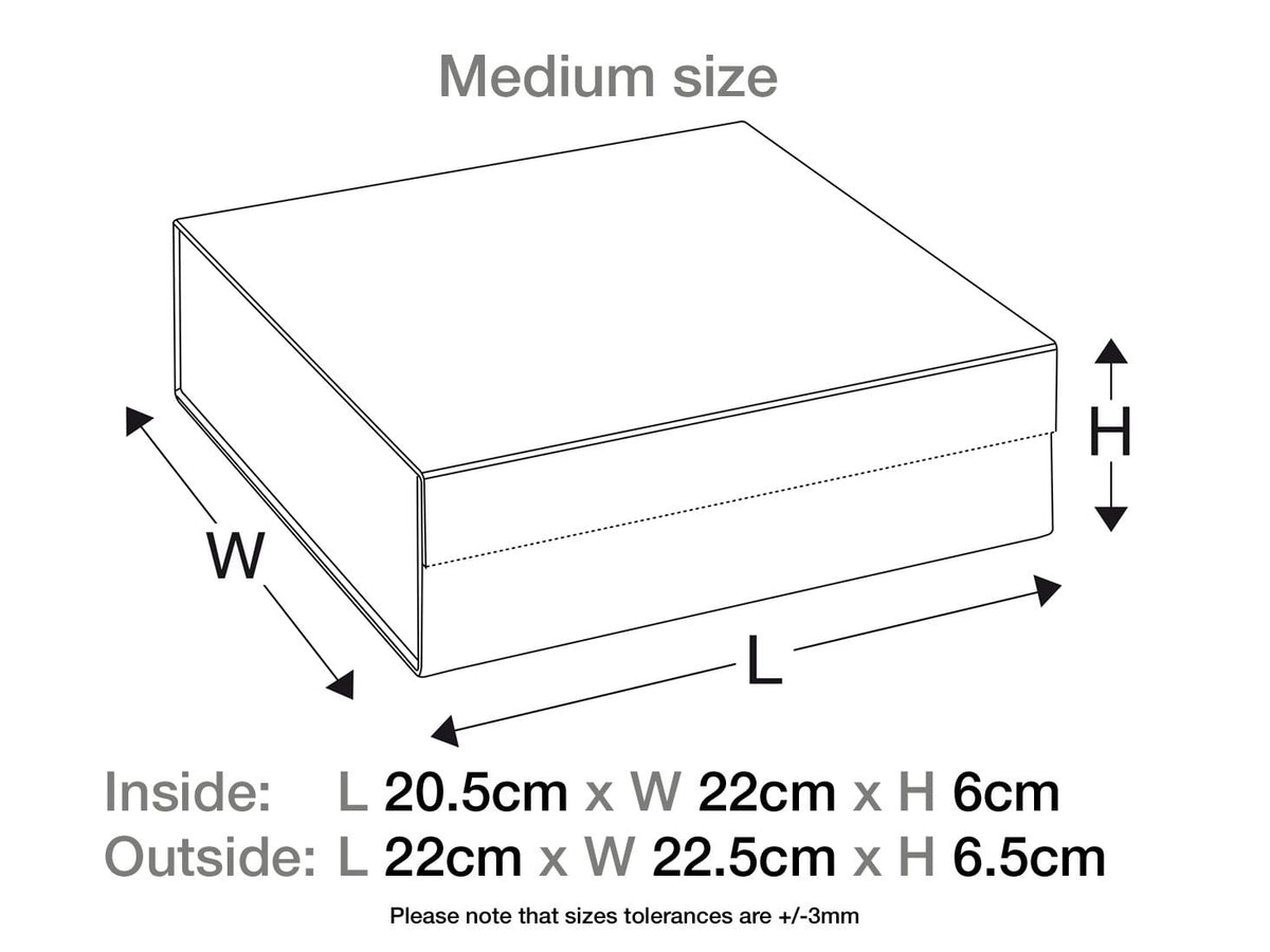 Pewter Medium Gift Box Sample Assembled Size Line Drawing