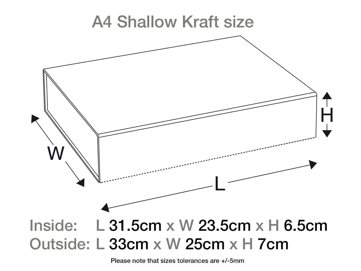 Natural Kraft A4 Shallow Folding Gift Box Assembled Size