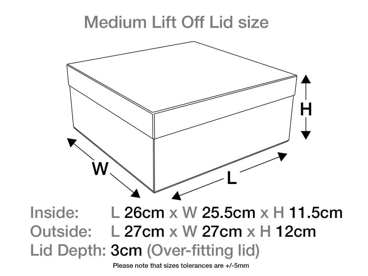 Black Medium Lift Off Lid Gift Box Assembled Size