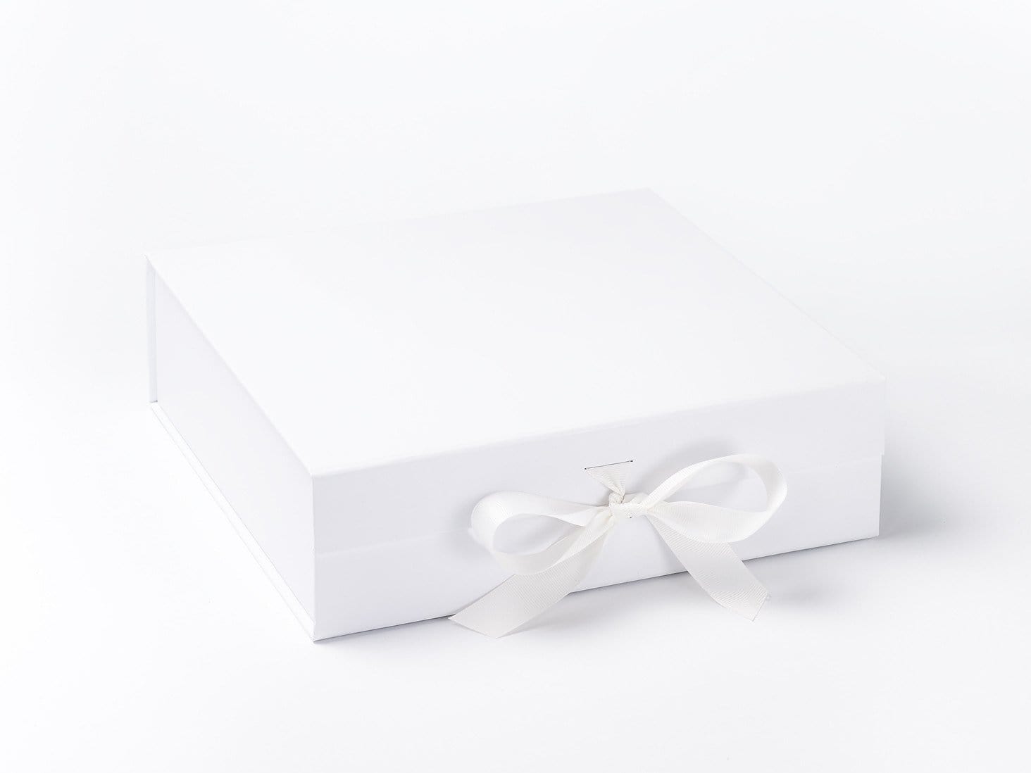 White Large Folding Gift Box Sample with fixed ribbon ties 