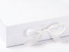 White Large Gift Box or Keepsake Box with Fixed Ribbon Detail
