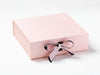 Black Grosgrain Ribbon Featured on Pale Pink Gift Box as Double Ribbon Bow