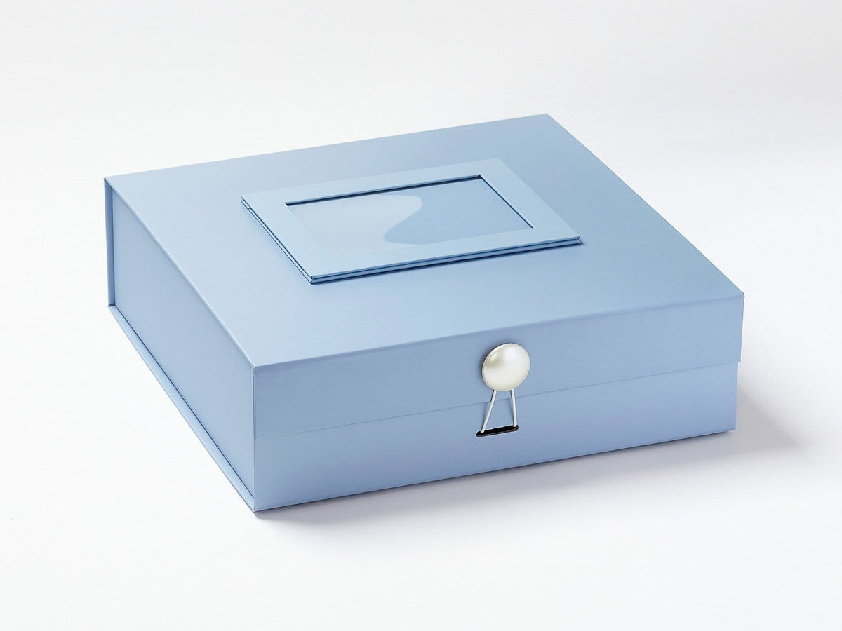 Pale Blue Large Folding Gift Boxes with changeable Ribbon
