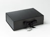 Black A4 Deep gift box sample with fixed black grosgrain ribbon