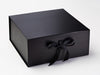 Black XL Deep Gift Box with Changeable Ribbon Supplied with Black Ribbon