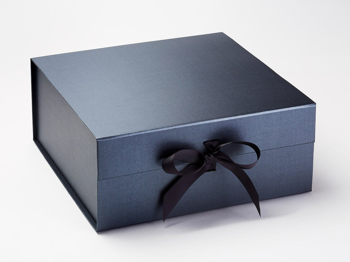 Sample Pewter XL Deep Gift Box with Changeable Ribbon supplied with Dark Grey Ribbon