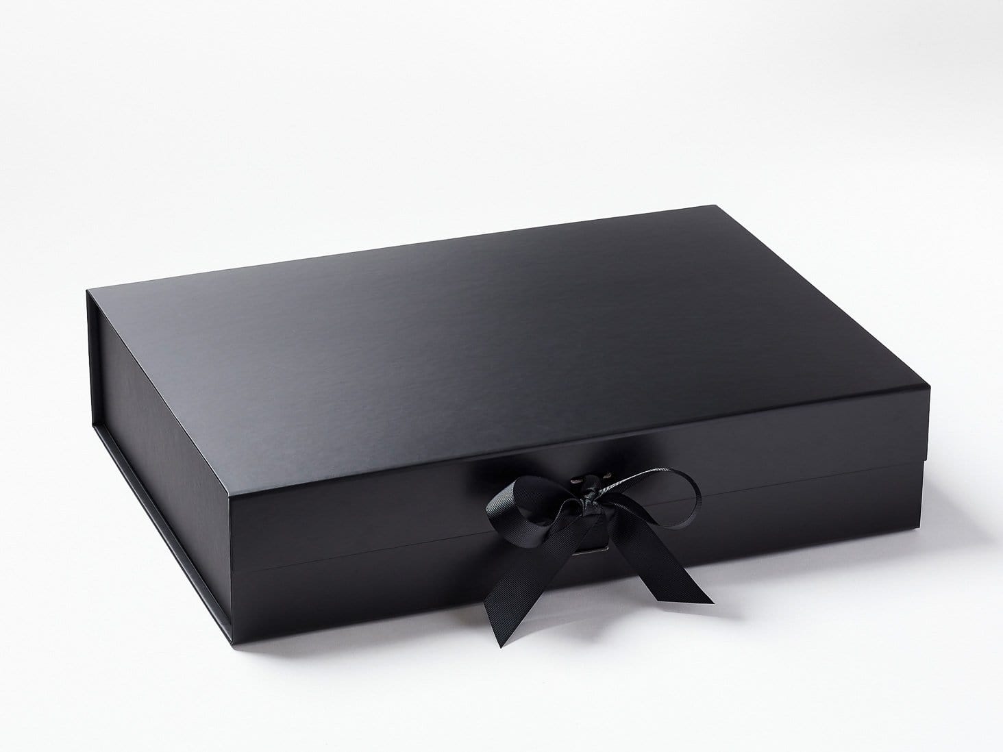 Black A3 Shallow Folding Gift Box with Changeable Ribbon
