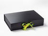 Black A3 Shallow Gift Box with Jasmine and Lemon Yellow Double Ribbon Bow
