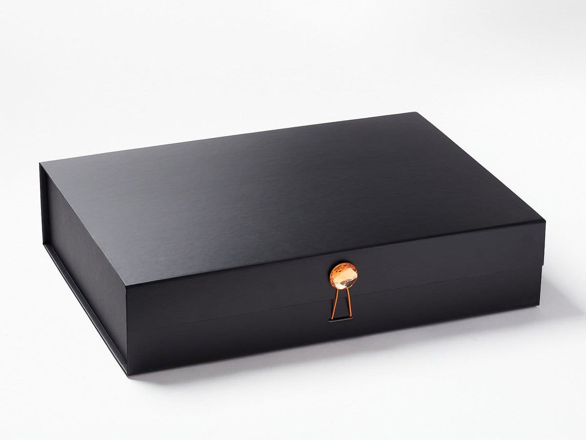 Black A3 Shallow Gift Box featured with Morganite Gemstone