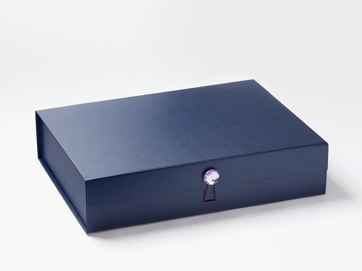 Boxes with Ribbon - Navy Blue A3 Shallow Luxury Folding Gift Boxes