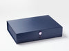 Navy Blue A3 Shallow Gift Box with Purple Sapphire Closure
