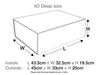 Black A3 Deep No Ribbon Gift Box Assembled Size Line Drawing