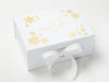 White A5 Deep Gift Box with Custom Gold Foil Printed Design to Lid