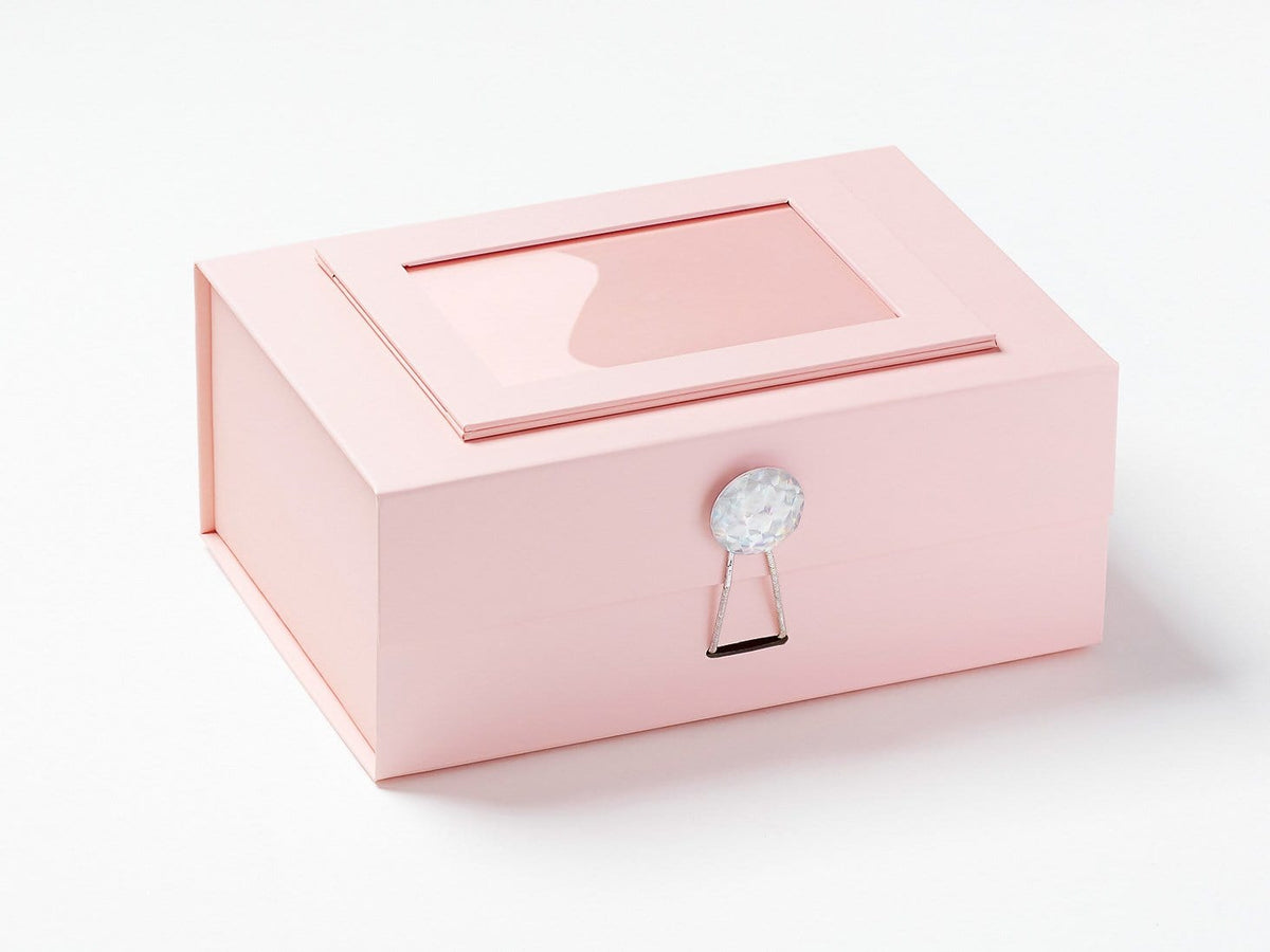 Pale Pink A5 Deep Gift Box with Rainbow Crystal Closure and Pale Pink Photo Frame