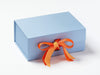 Pale Blue Folding Gift Box Featured with Mango and Russet Orange Double Ribbon Bow