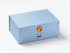 Pale Blue A5 Deep Folding Gift Box Featured with Orange Zircon Gemstone Closure