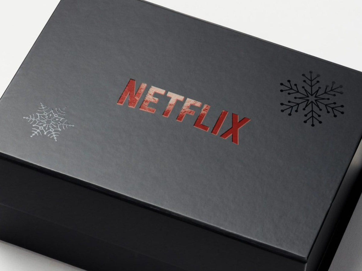 Black Gift Box with Custom Printed 2 Colour Design