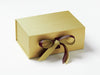 Gold Gift Box with Rose Wine Double Ribbon Bow
