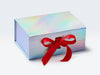 A5 Deep Rainbow Gift Box Featured with Bright Red Ribbon