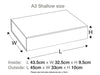 White A3 Shallow Gift Box Assembled Size Line Drawing