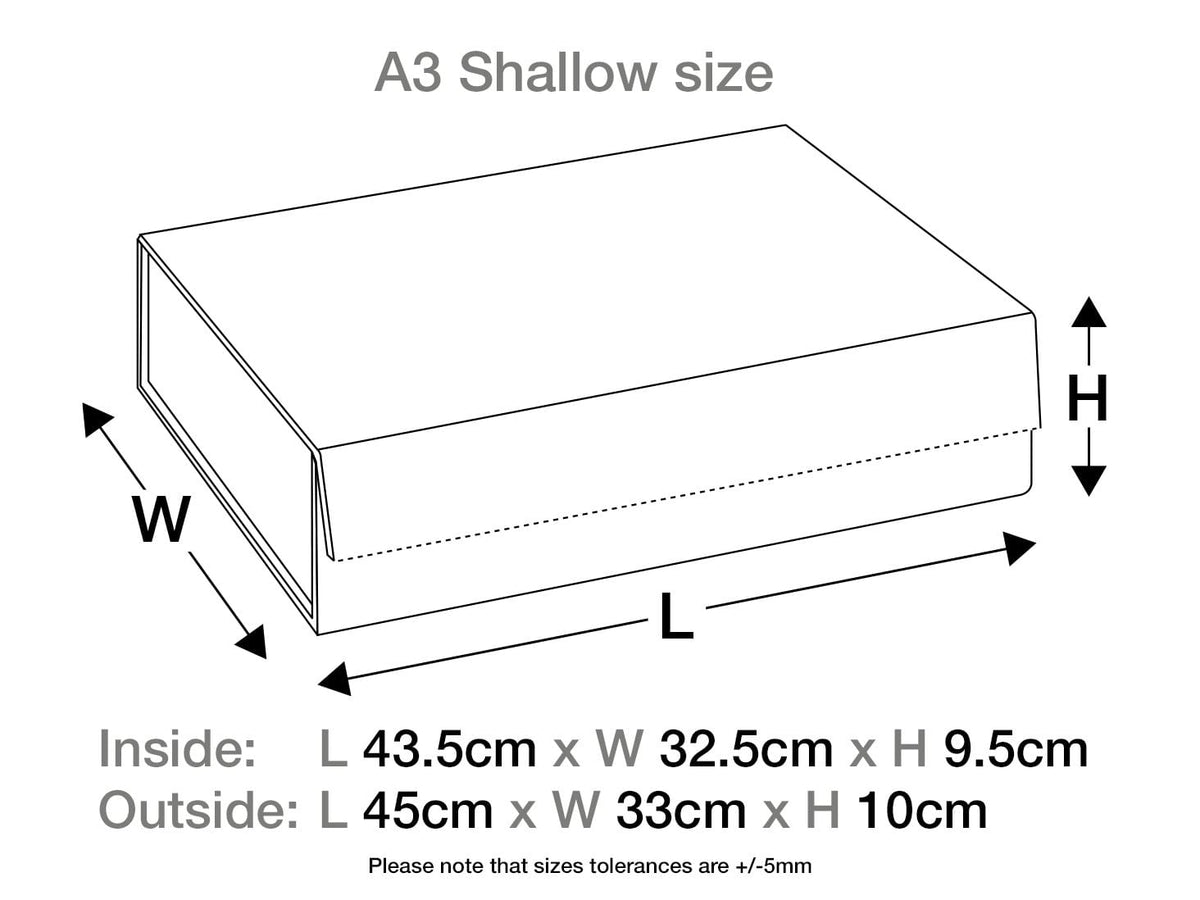 White A3 Shallow Sample Gift Box Assembled Size