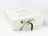 Ivory Photo Frame on Lid of Ivory A4 Deep with Deep Sage Ribbon
