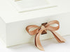 Ivory Gift Box Featured with Fossil Brown and Tan Double Ribbon Bow