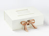 Ivory A4 Deep Gift Box with Tan and Fossil Brown Double Ribbon Bow and Ivory Photo Frame